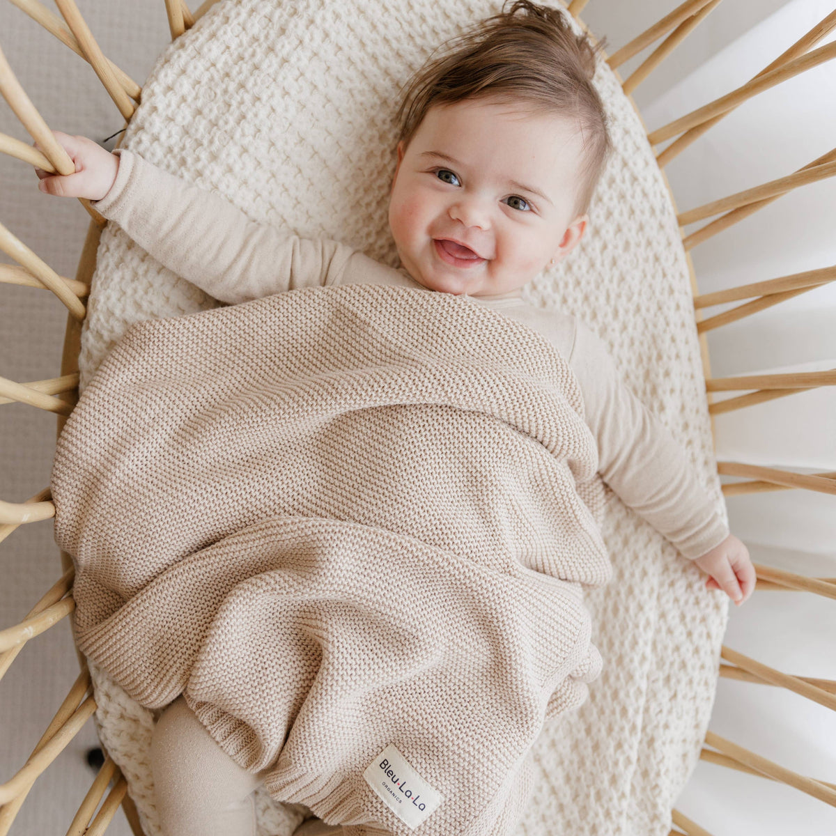 Bleu La La — Heritage Knit 100% Organic Cotton Swaddle Baby Blanket