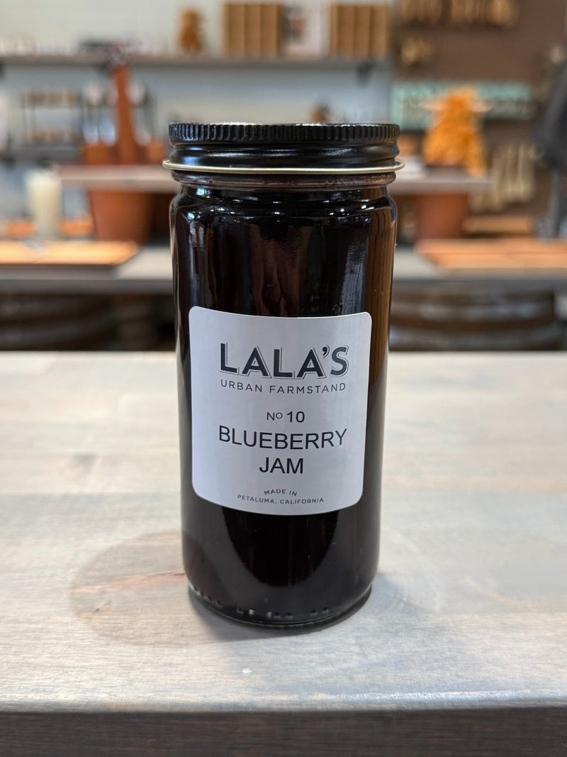 Lala's Blueberry Jam in an 8 oz jar