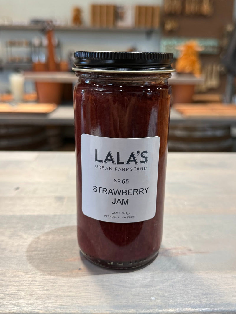Lala's Strawberry Jam in an 8 oz jar