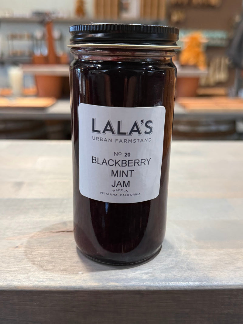 Lala's Blackberry Mint Jam in an 8 oz jar