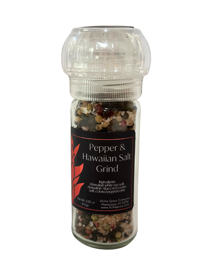 Aloha Spice Company — Pepper & Hawaiian Salt Refillable Grinder (2.29 oz)