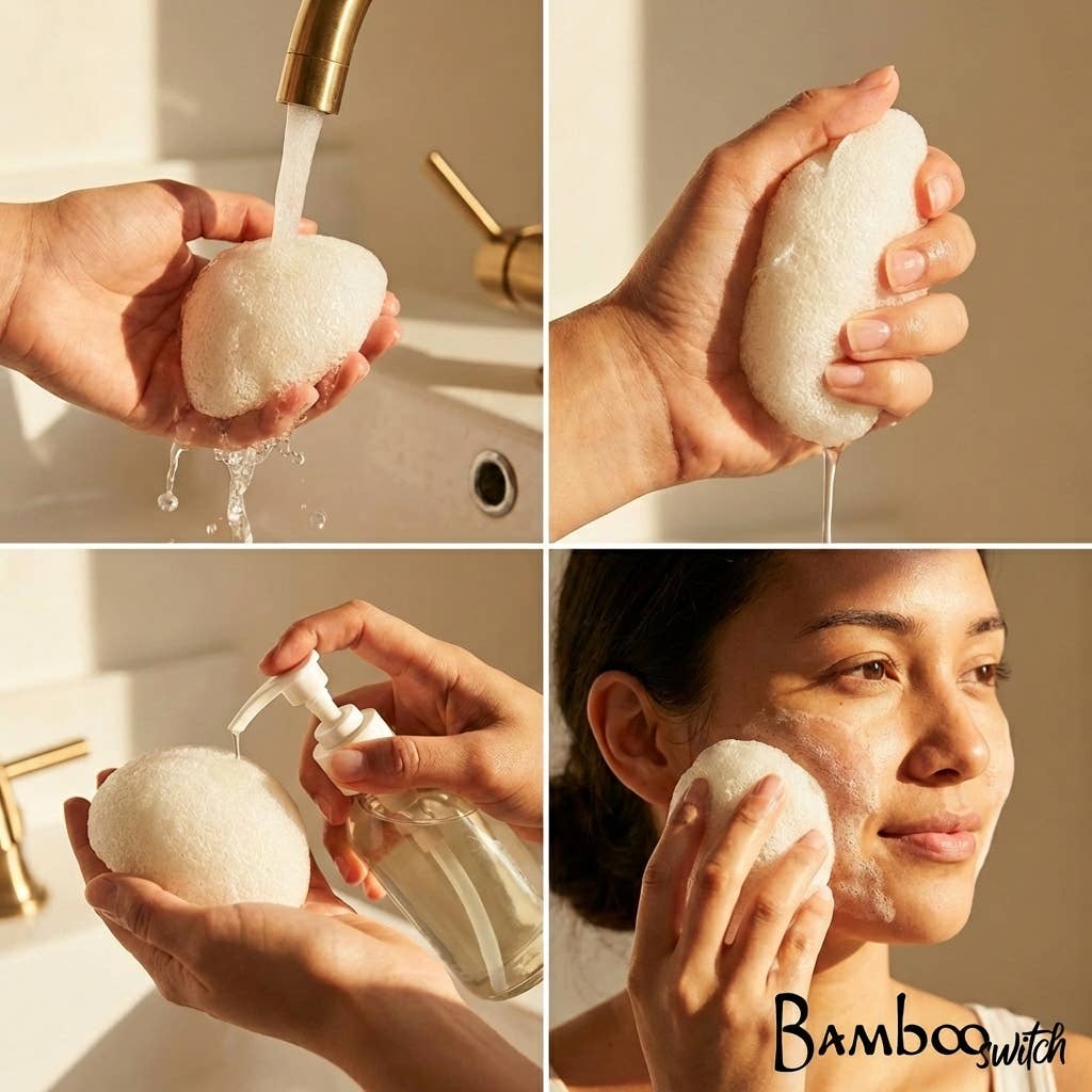Natural Konjac Facial Cleansing Sponge | Seafoam Green
