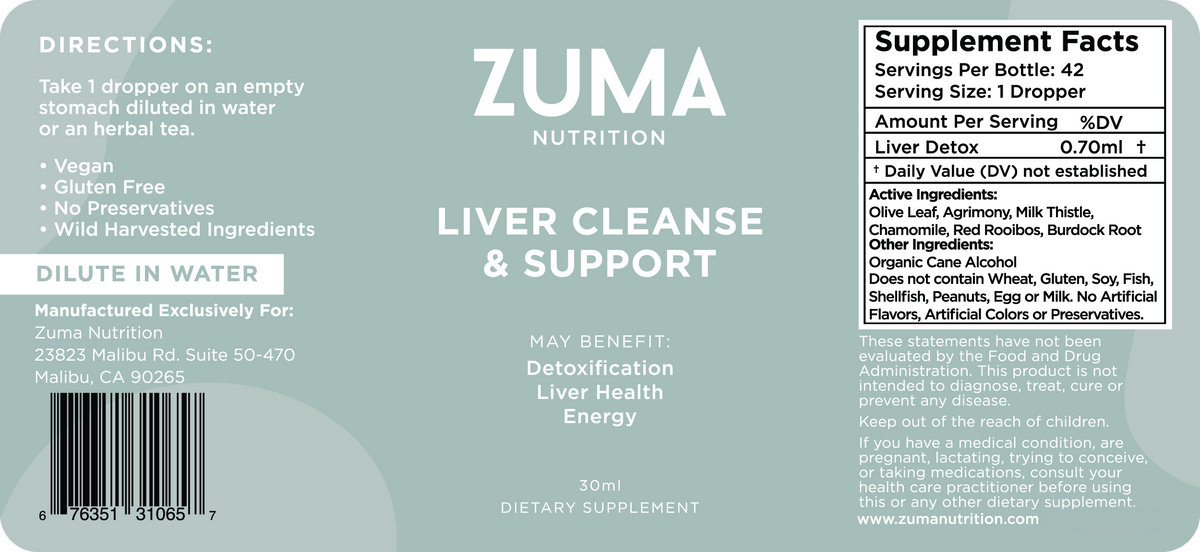 Zuma Nutrition Liver Clear & Support Tonic label