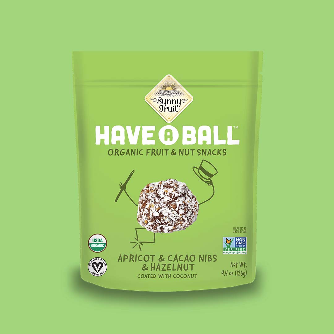 Sunny Fruit — Organic Apricot Cacao Nibs & Hazelnut Energy Balls (No Sugar)