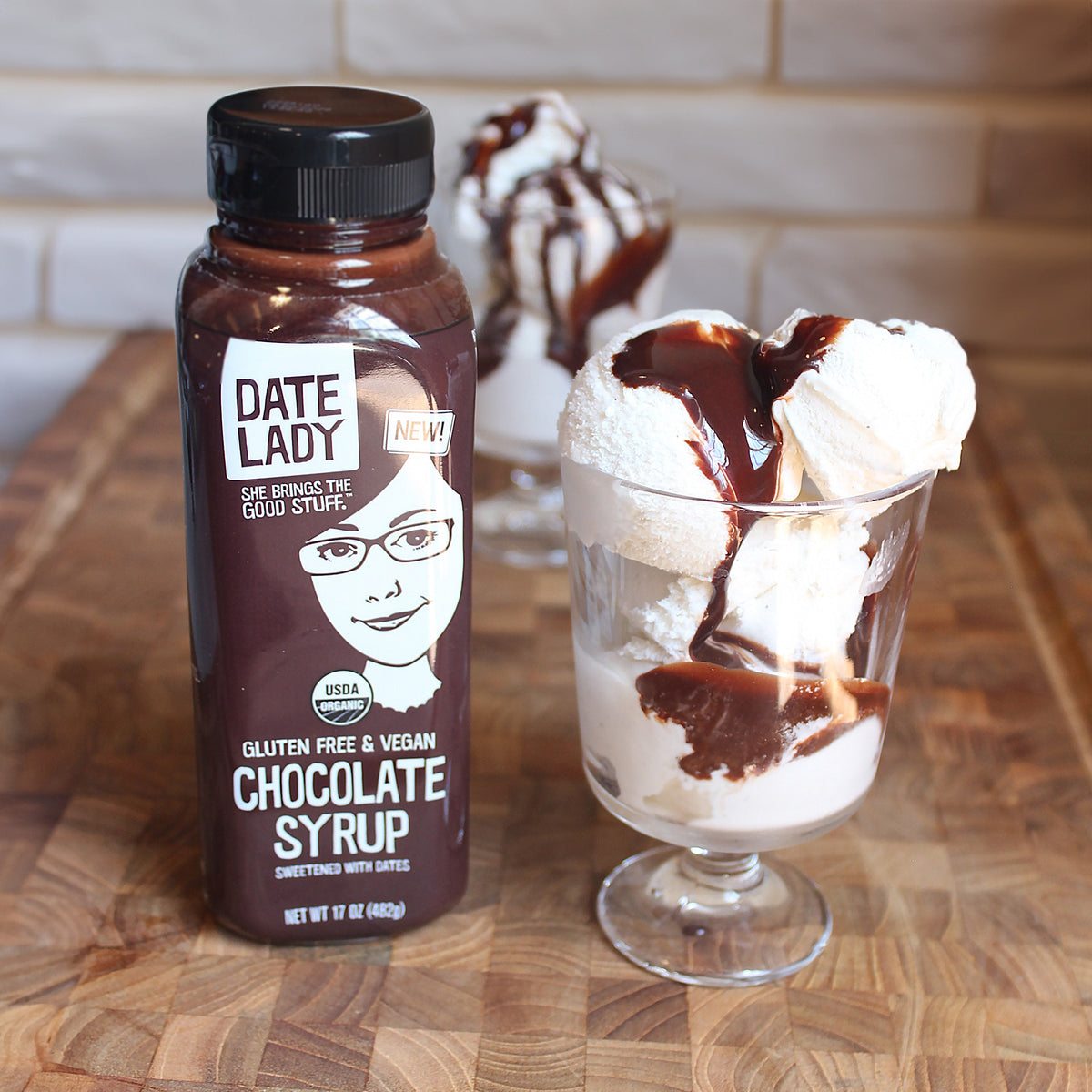 Date Lady Chocolate Syrup on ice cream