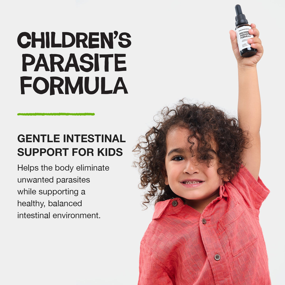 Child holding Children's Parasite Formula