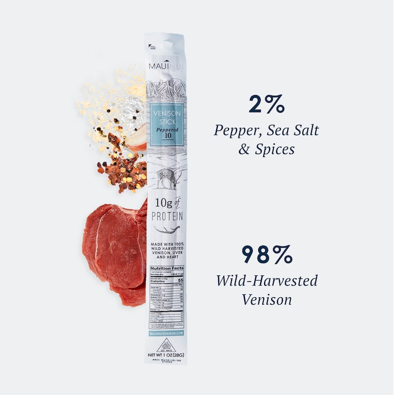 Maui Nui Venison Peppered 10 stick ingredient breakdown