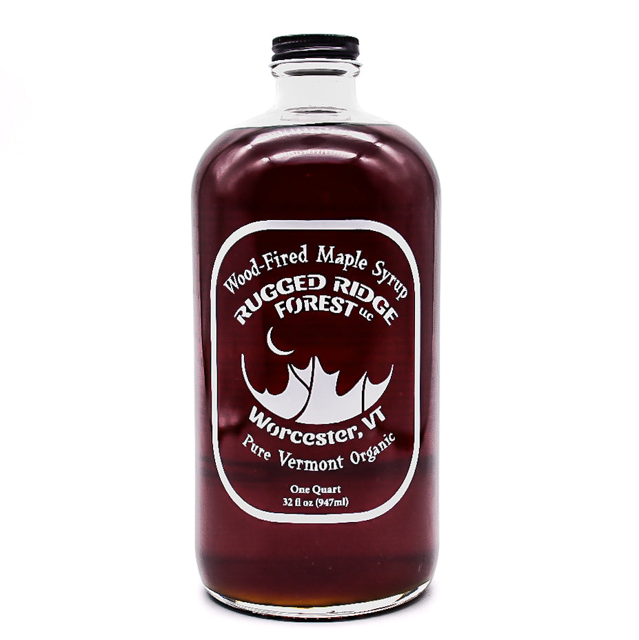Rugged Ridge Forest wood-fired organic maple syrup, Dark Robust, quart