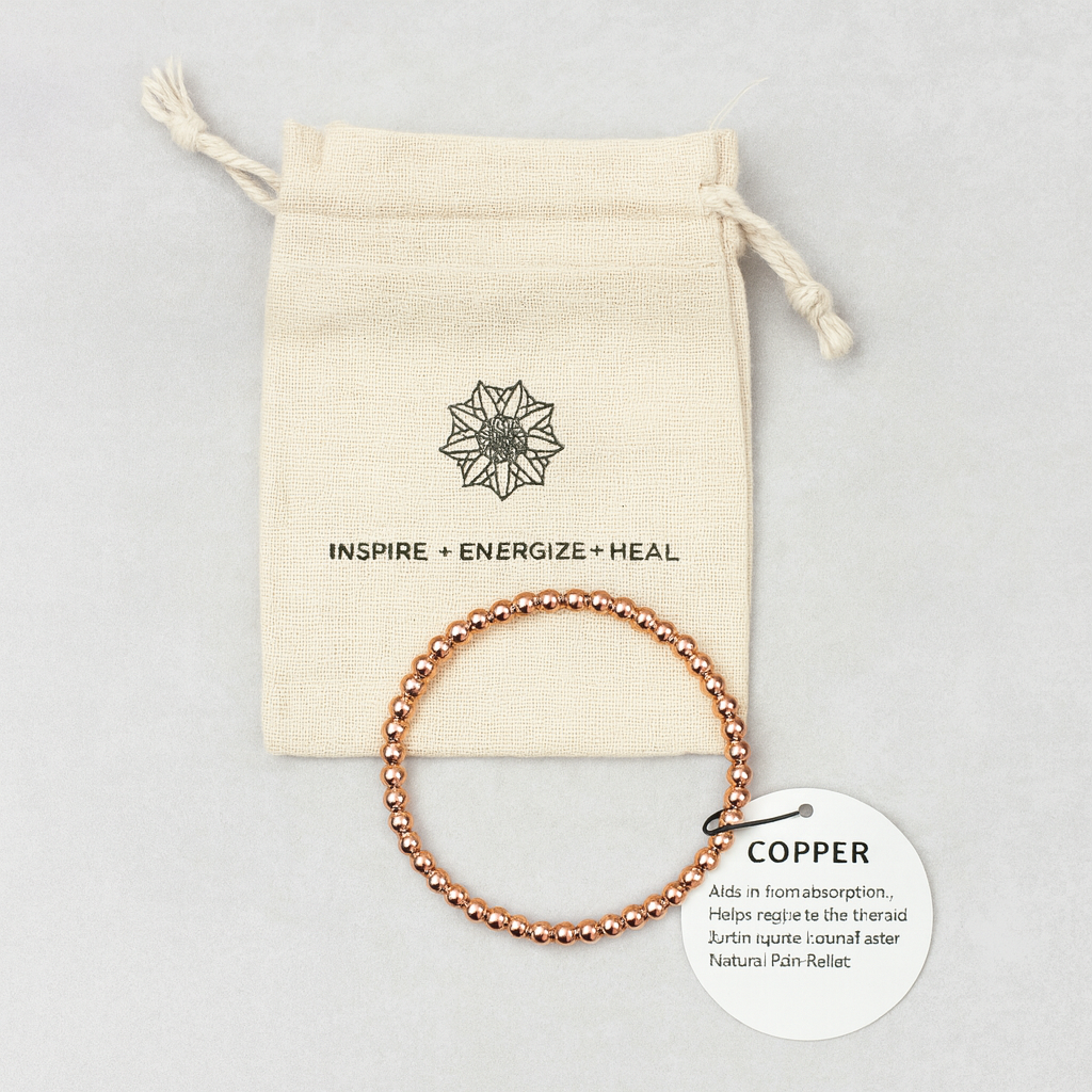 Solid copper bead bracelet detail