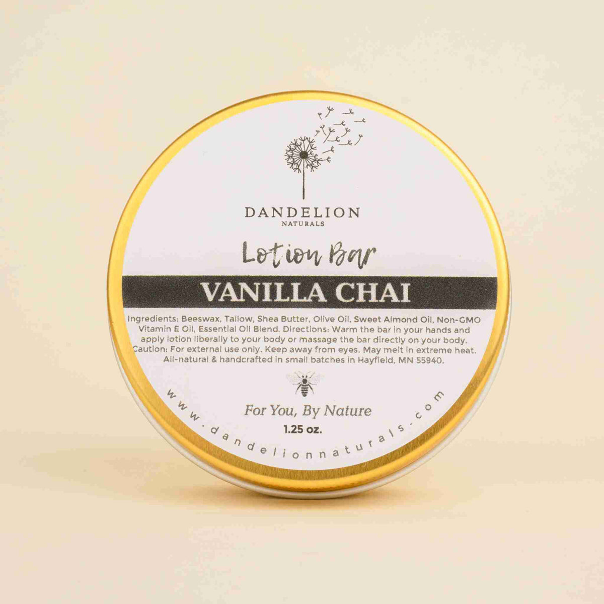 Dandelion Naturals Tallow Lotion Bar - Vanilla Chai