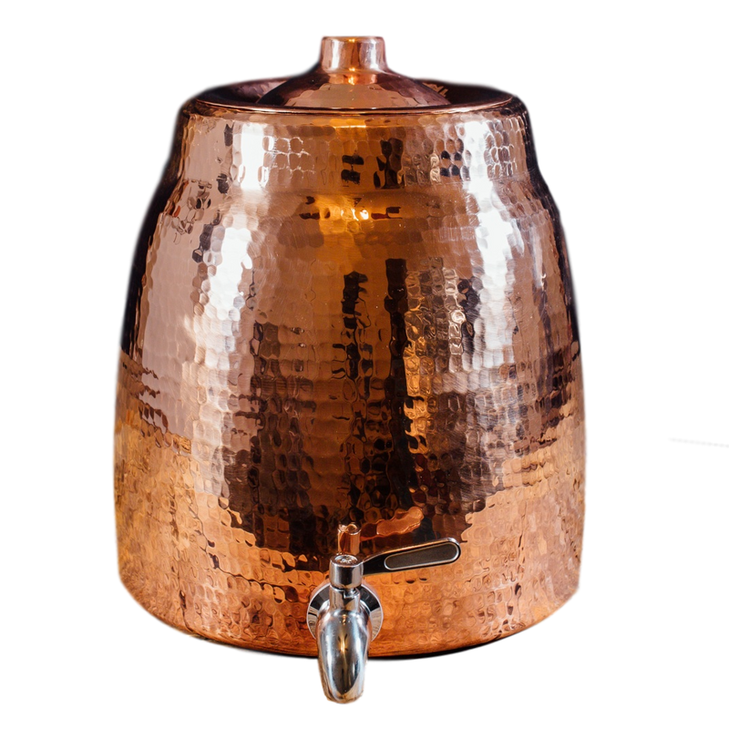 Sertodo Copper Niagara Water Dispenser, 2 gallon, hand-hammered copper with lid and stainless spigot