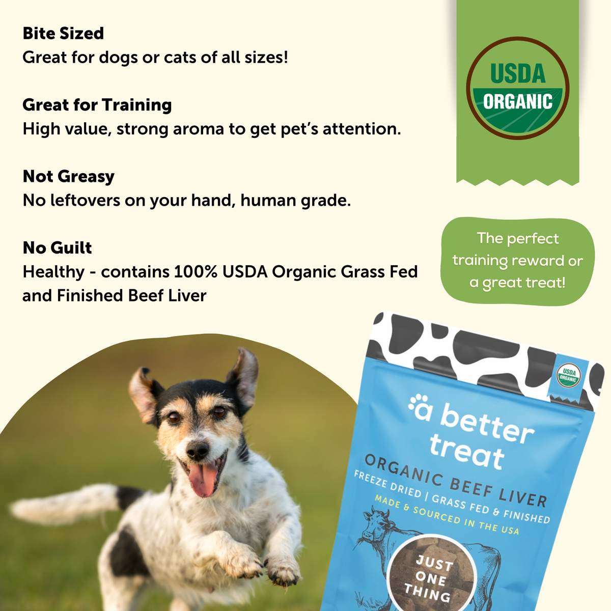 A Better Treat — Organic Freeze Dried 100% Grass Fed Beef Dog and Cat Treats