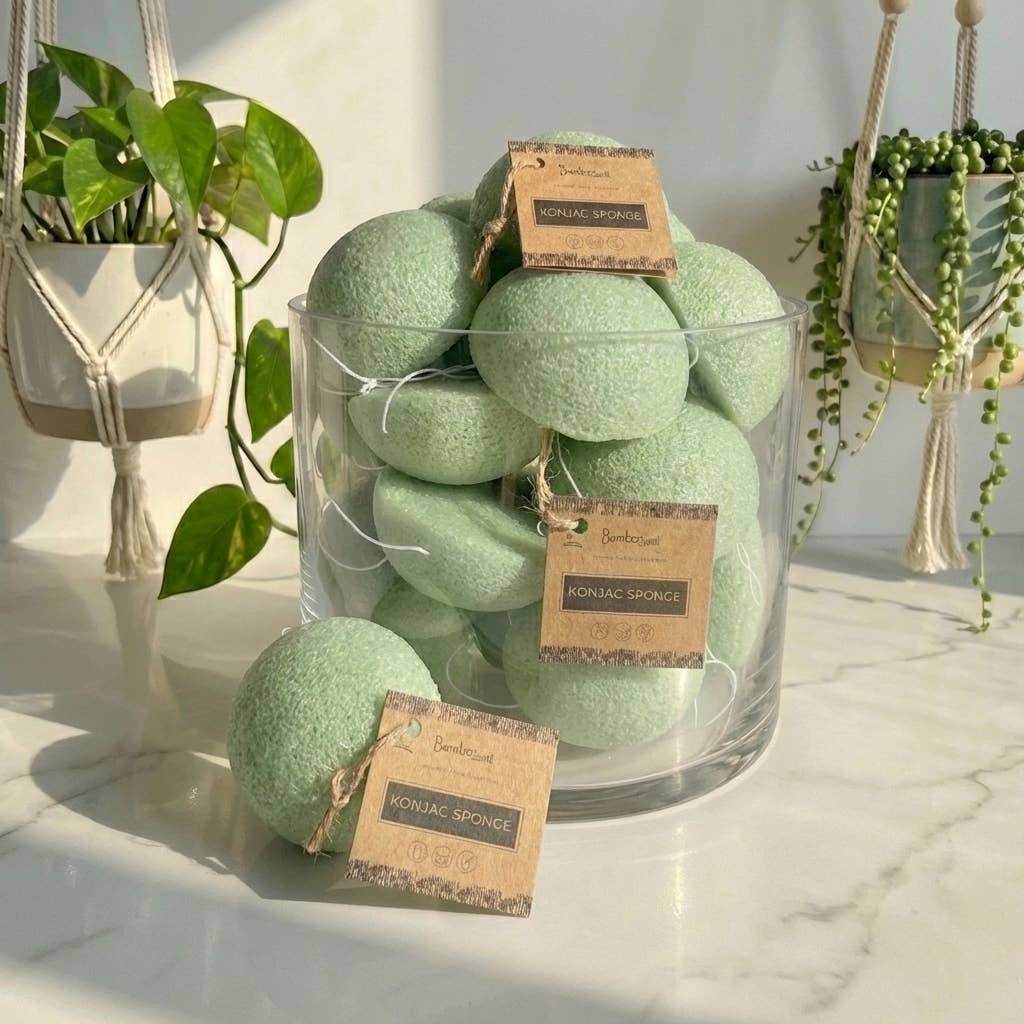 Natural Konjac Facial Cleansing Sponge | Seafoam Green
