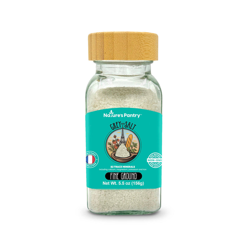 Nature's Pantry — French Grey Sea Salt Harvested in Celtic Rgn— Glass Shaker
