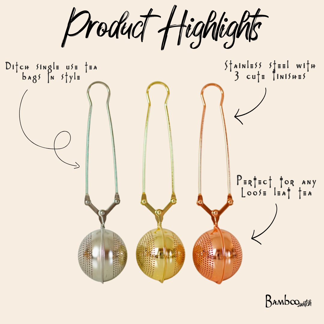 Bamboo Switch — Stainless Steel Tea Strainer