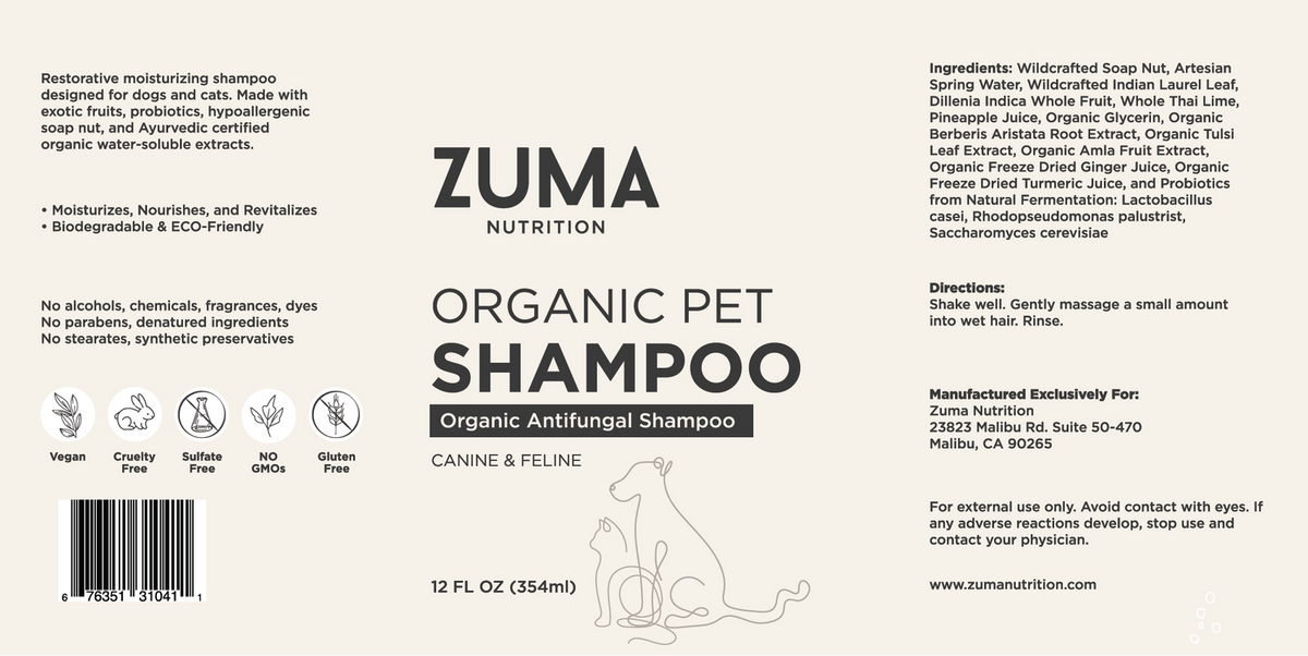 Zuma Nutrition Organic Pet Shampoo bottle