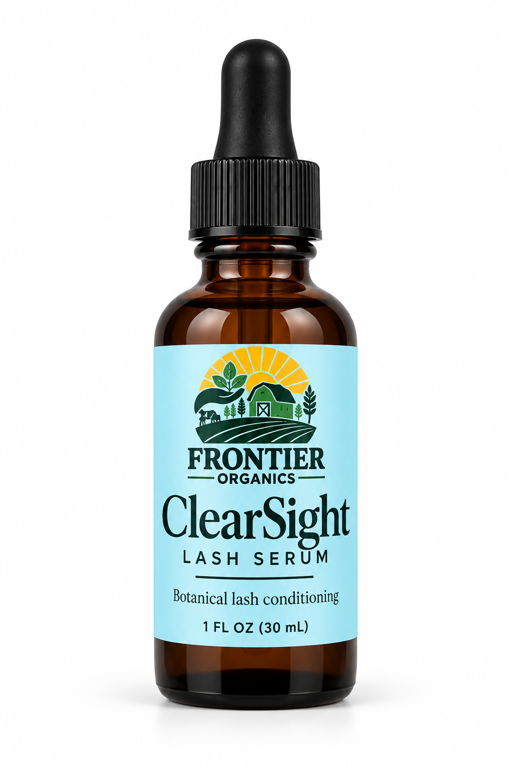 Frontier Organics ClearSight Lash Serum 1 fl oz amber dropper bottle